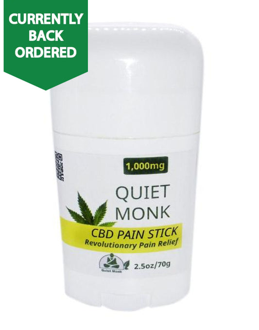 Paradise Valley Products Quiet Monk 1000mg CBD Pain Stick.  Revolutionary CBD Pain Stick is easy to use and reaches hard to reach back pain.  Cooling , fast acting CBD relief for arthritis pain, sciatica pain, back pain, leg pain, neck pain, shoulder pain.  Buy CBD pain stick online.  Paradise Valley Products CBD Pain Stick the best CBD pain stick online.  Free Shipping on CBD.